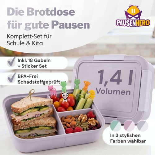 Graue Brotdose im Set mit 1,4l Volumen