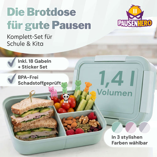 Grüne Brotdose im Set mit 1,4l Volumen
